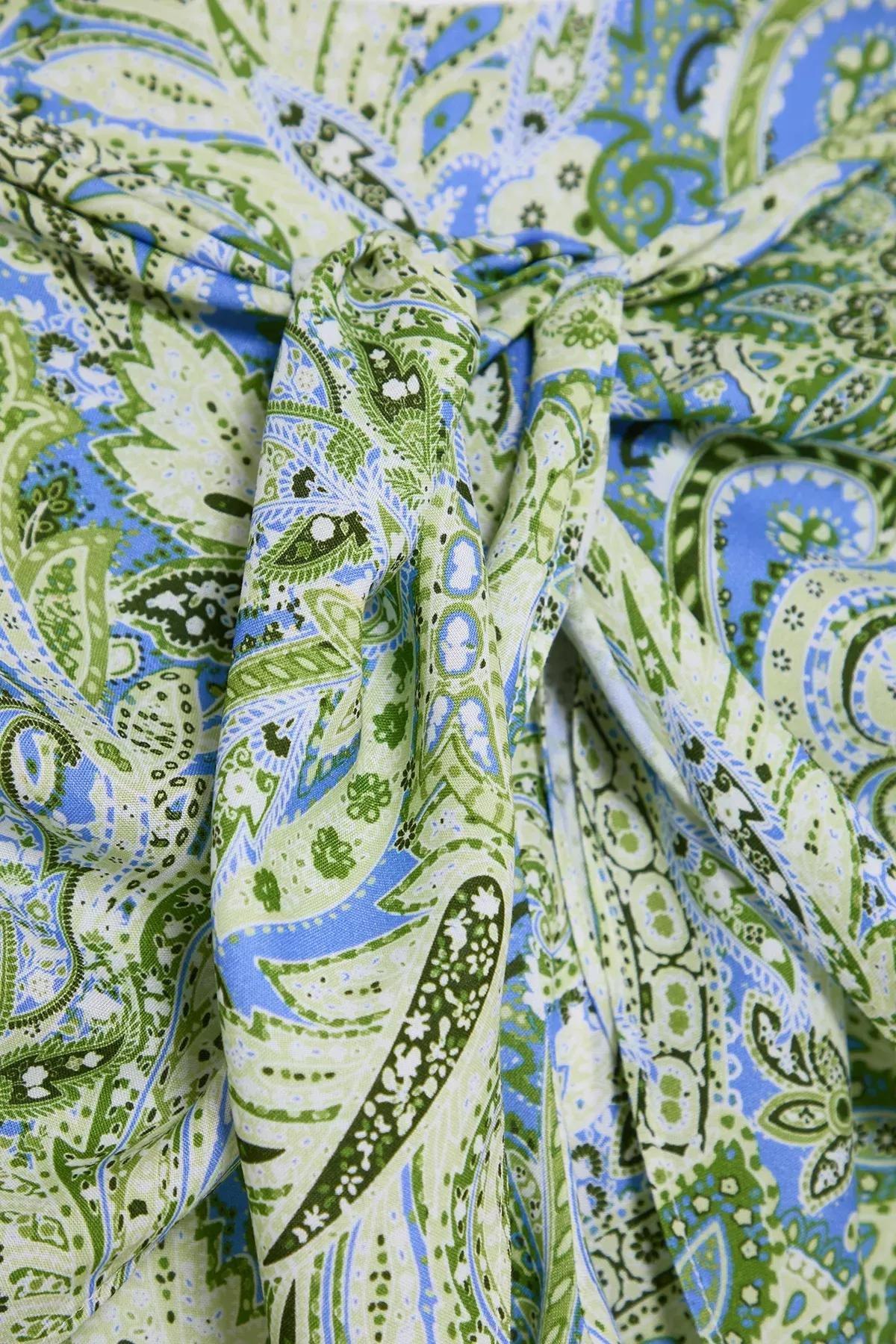 Green Drawstring Mini Shawl Shorts, , large image number 5