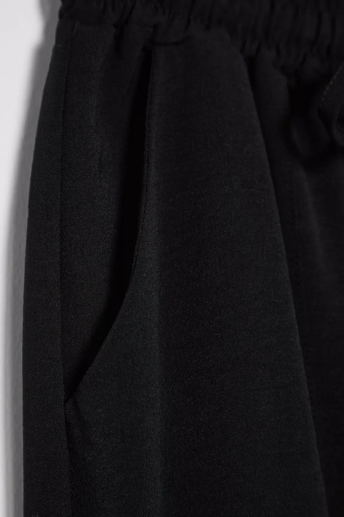 Black Harem Relaxed Woven Trousers, , large image number 7
