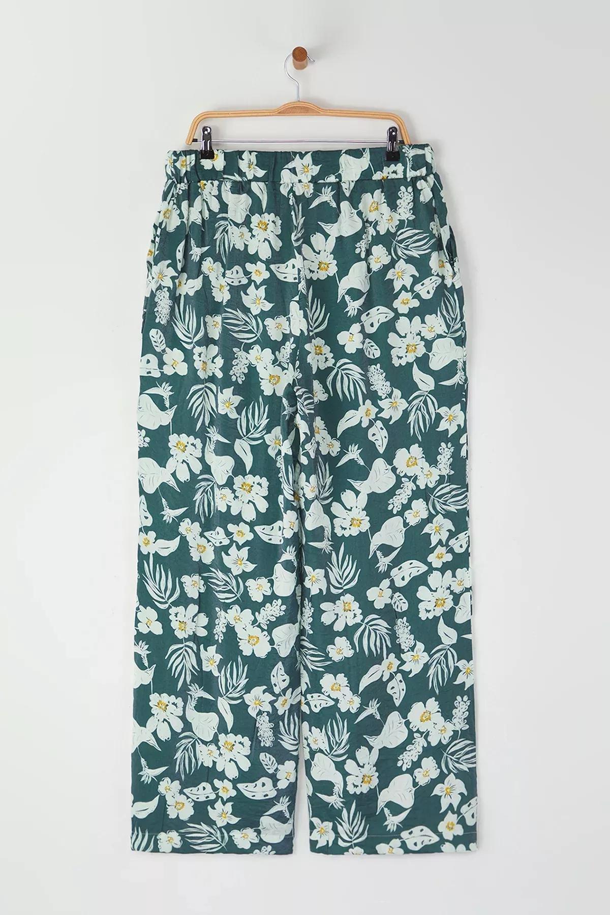 Multicolour High Waist Relaxed Floral Plus-Size Trousers, C101_7382, large image number 6