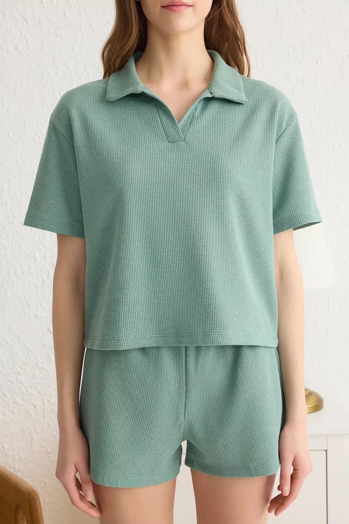 Green Slogan Pajama Set, , large image number 2