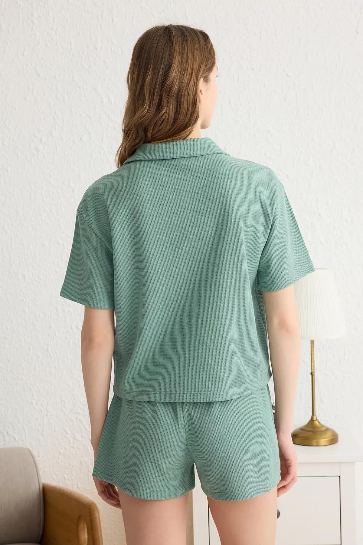Green Slogan Pajama Set, , large image number 4