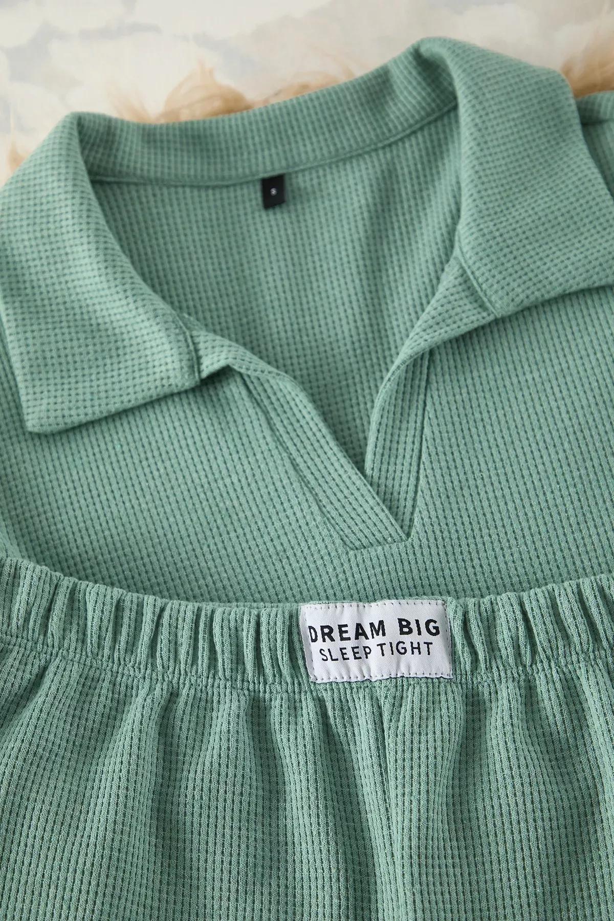Green Slogan Pajama Set, , large image number 5