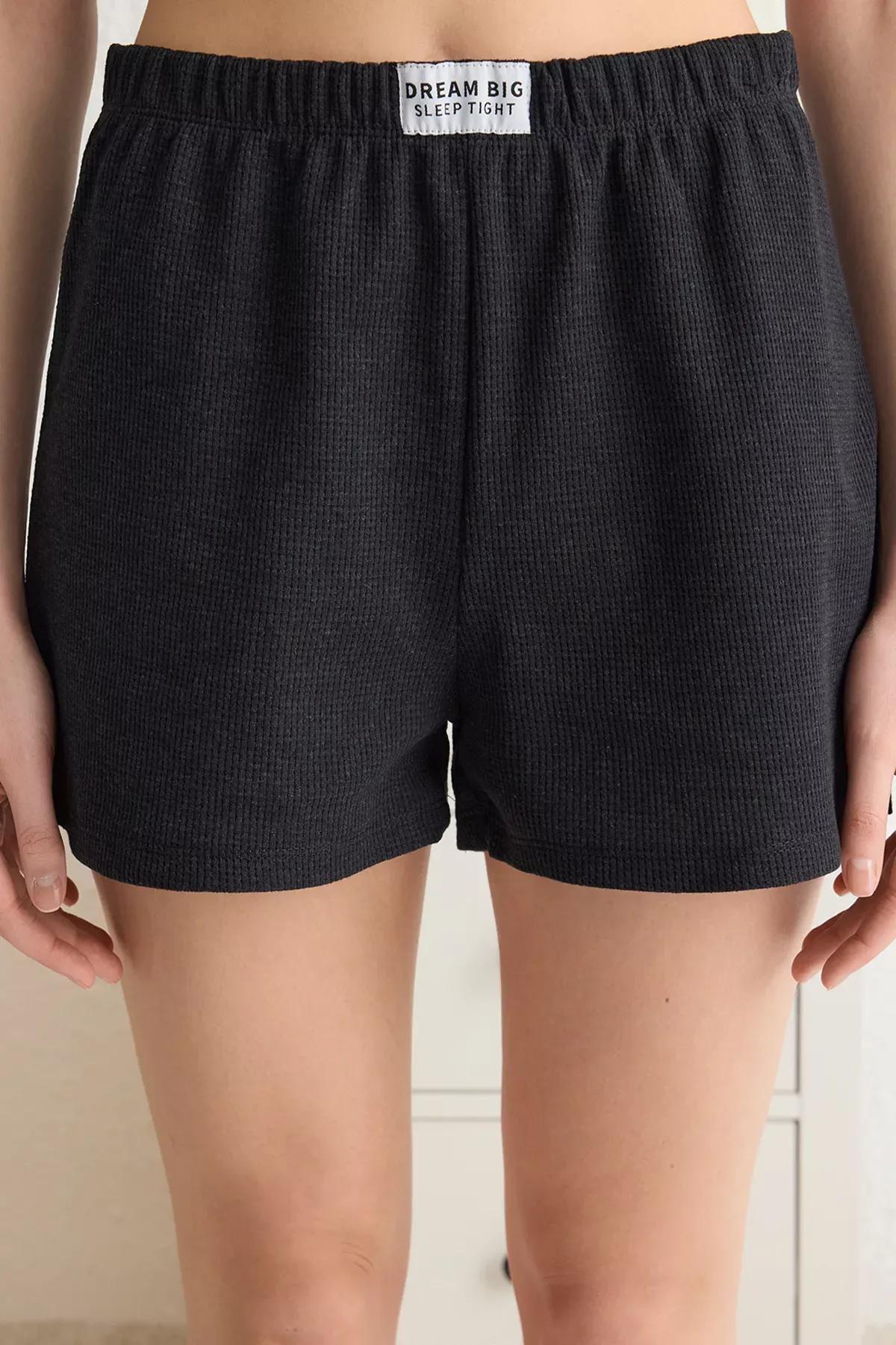 Grey Slogan Waffle Pajama Set, , large image number 3