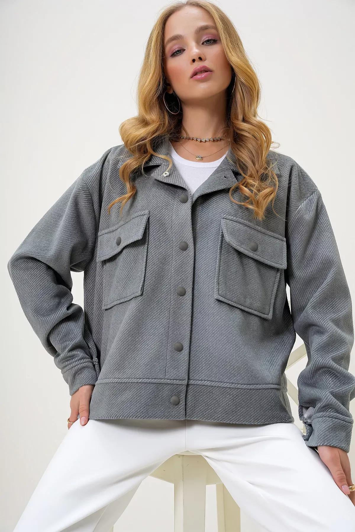 Grey Lined Cashmere Pocket Jacket, , large image number 0