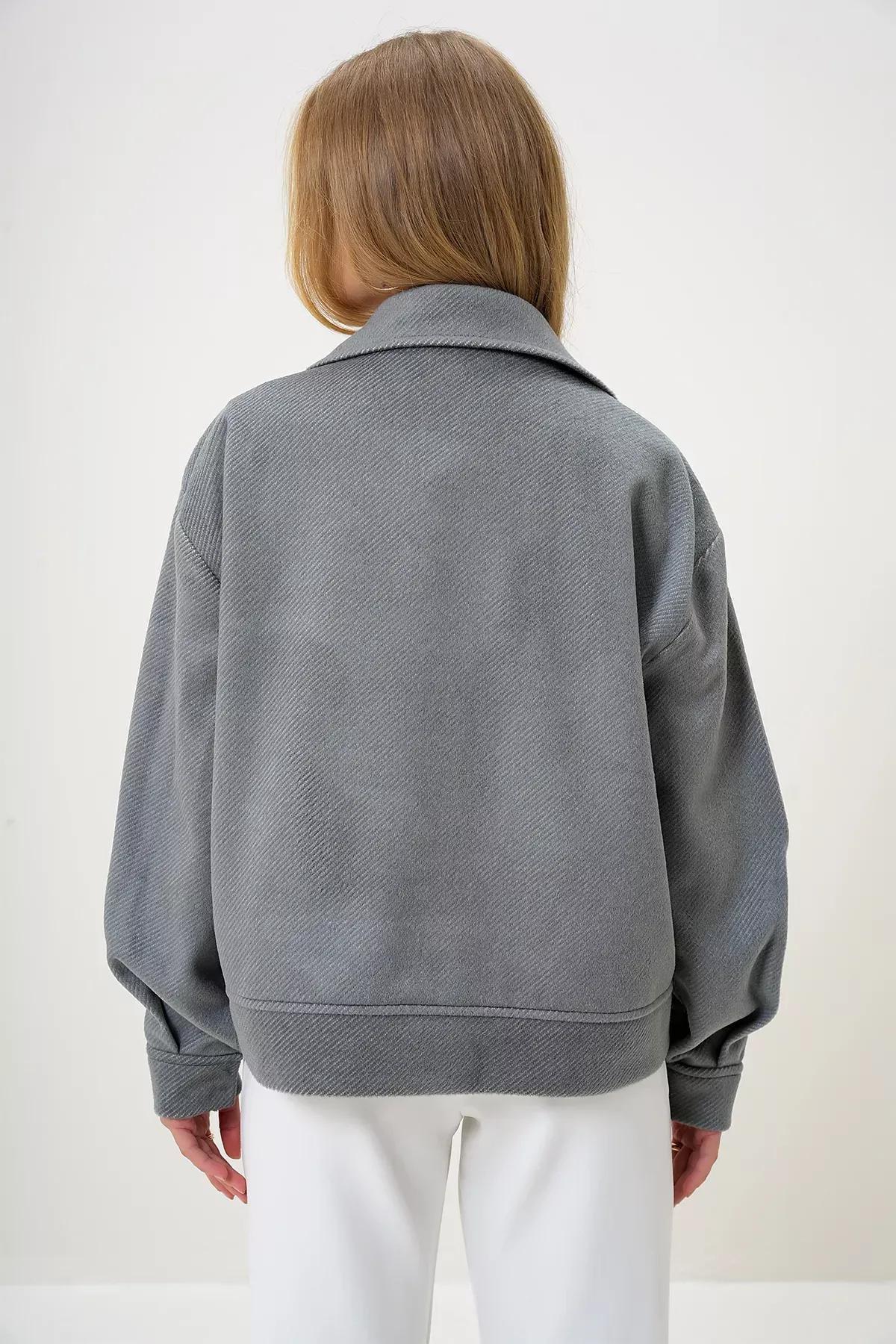 Grey Lined Cashmere Pocket Jacket, , large image number 4