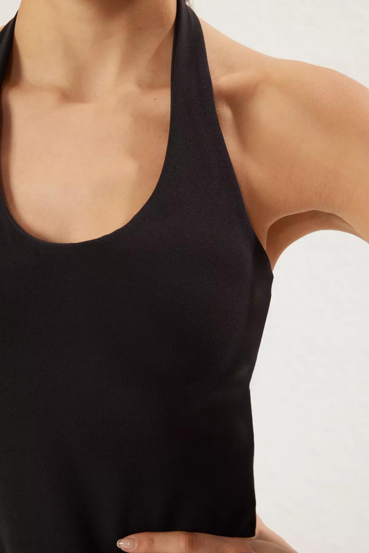 Black Padded Sports Knit Top, , large image number 3