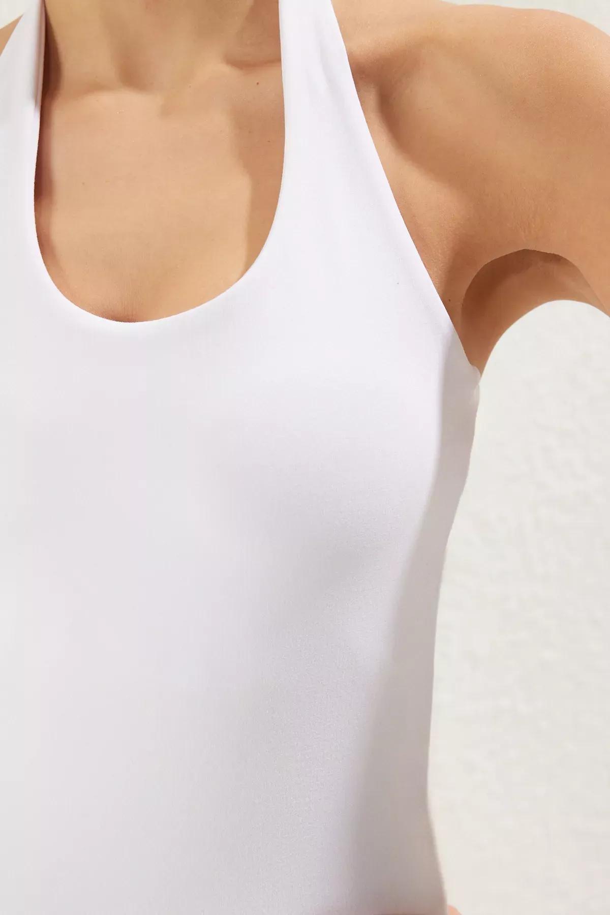 White Brushed Knit Sports Top, , large image number 2