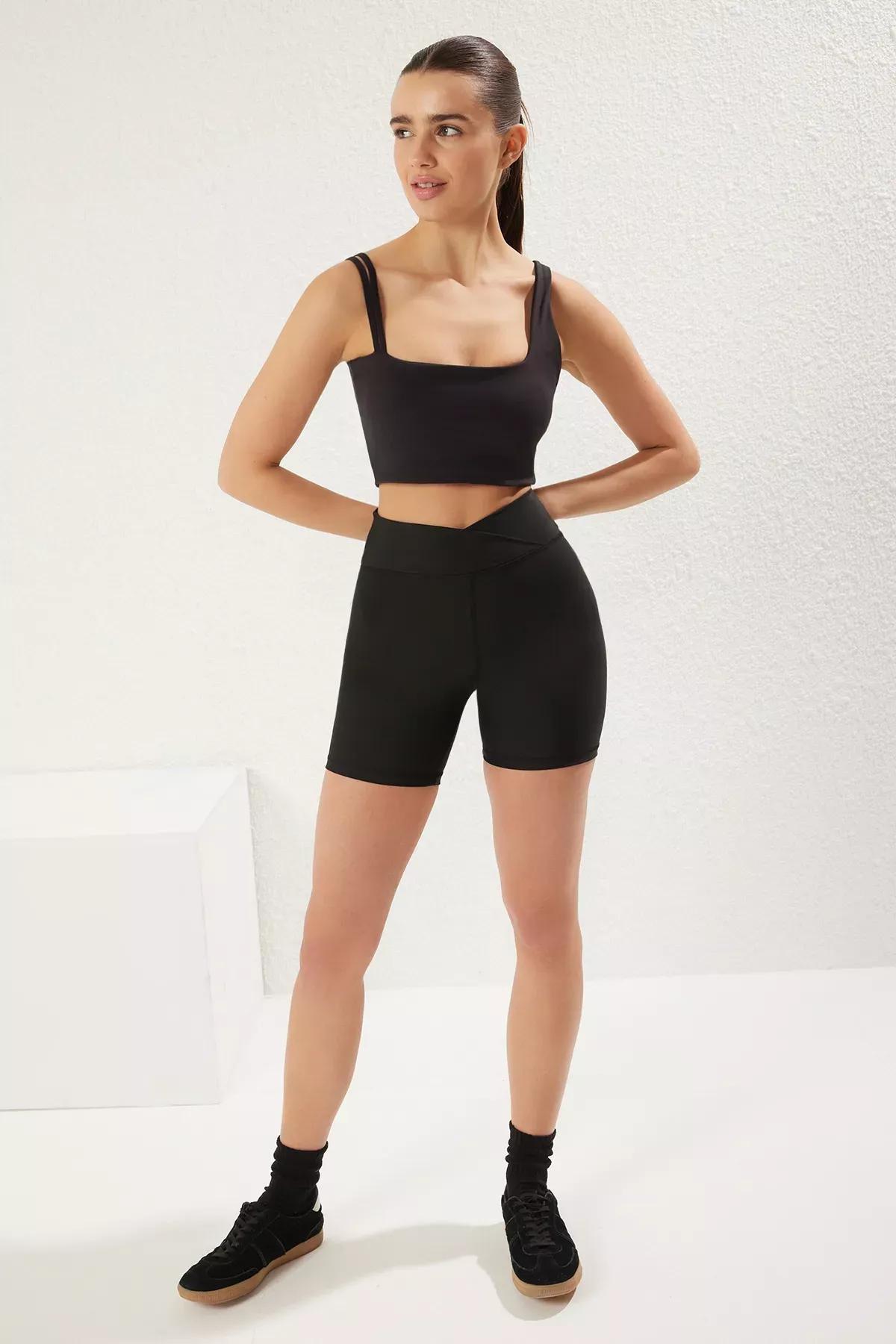 Black Soft Brushed Fabric Sports Bra, , large image number 0