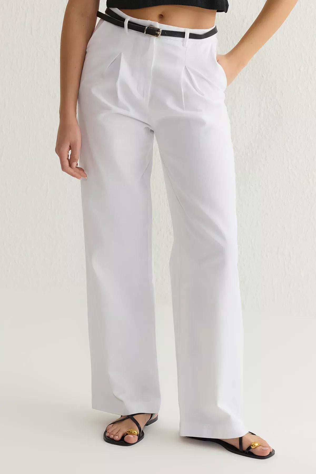White Belted Trousers, , large image number 2