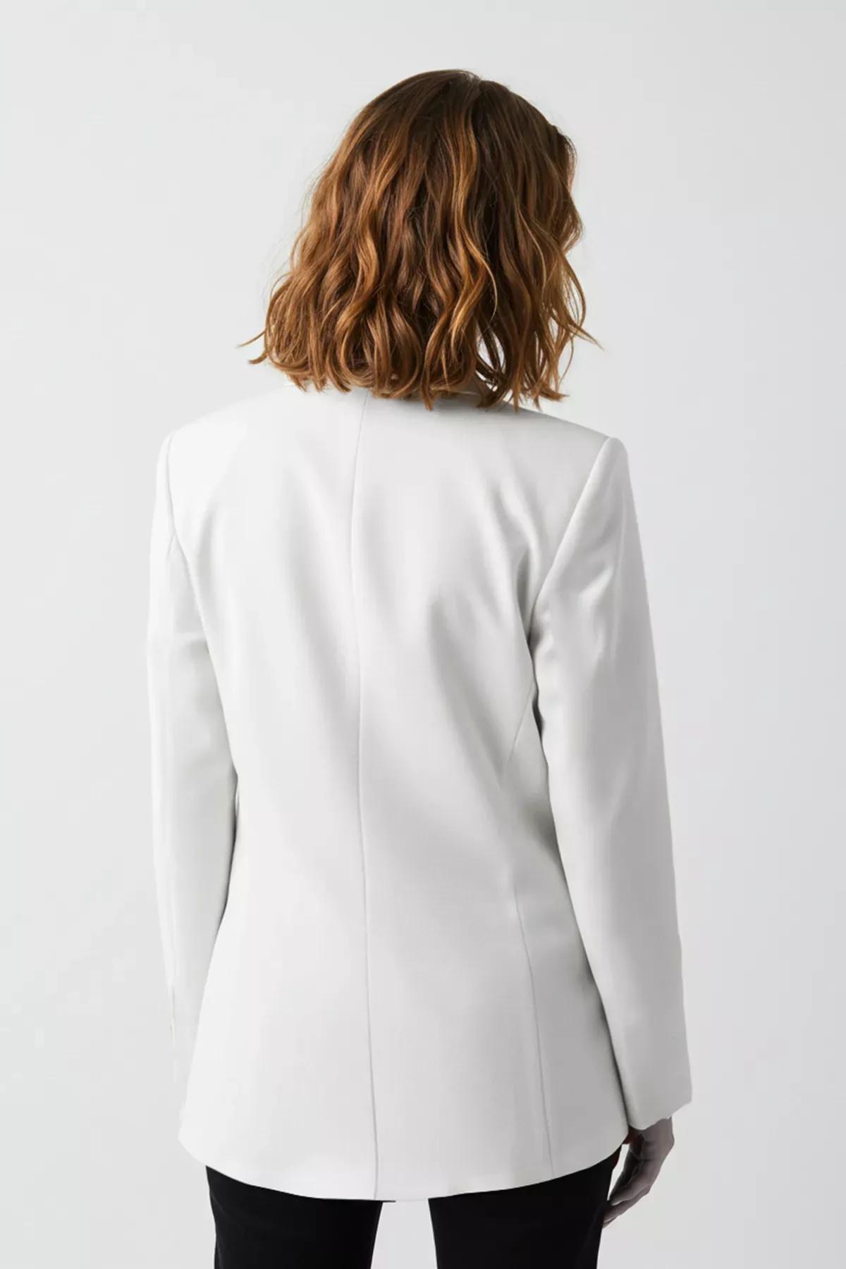 Linen Look Plain Suit Blazer, White, large image number 5