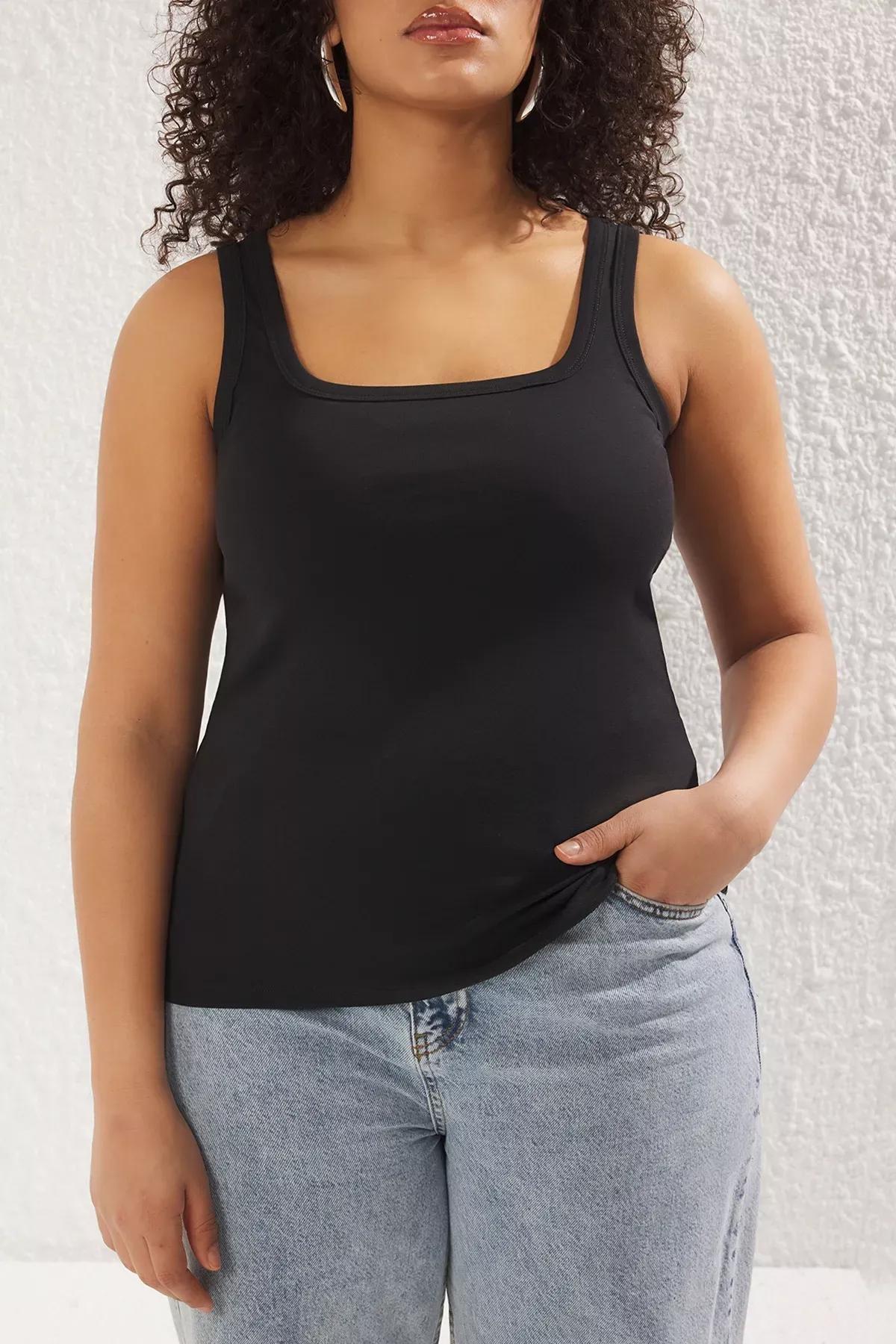 Black Soft Square Neck Undershirt, , large image number 3