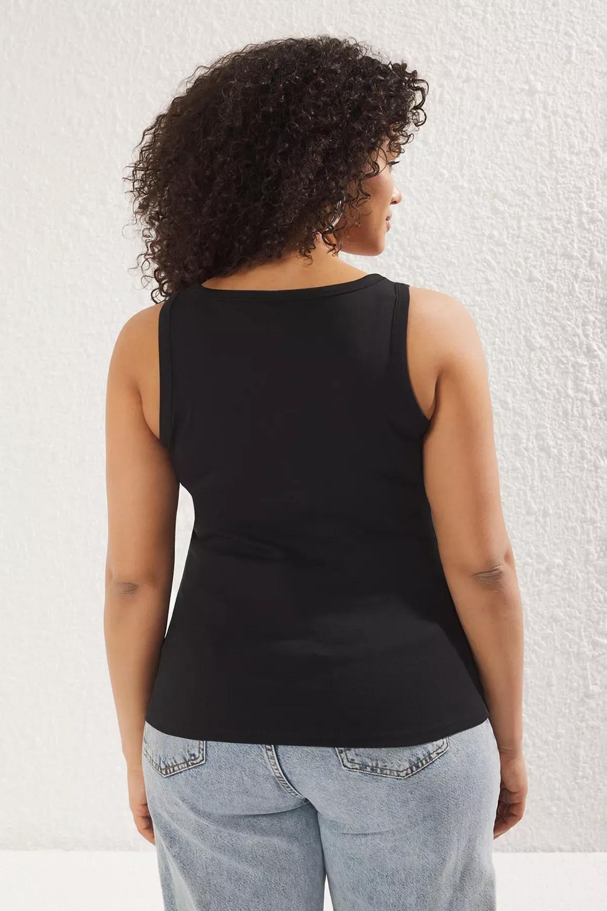 Black Soft Square Neck Undershirt, , large image number 4