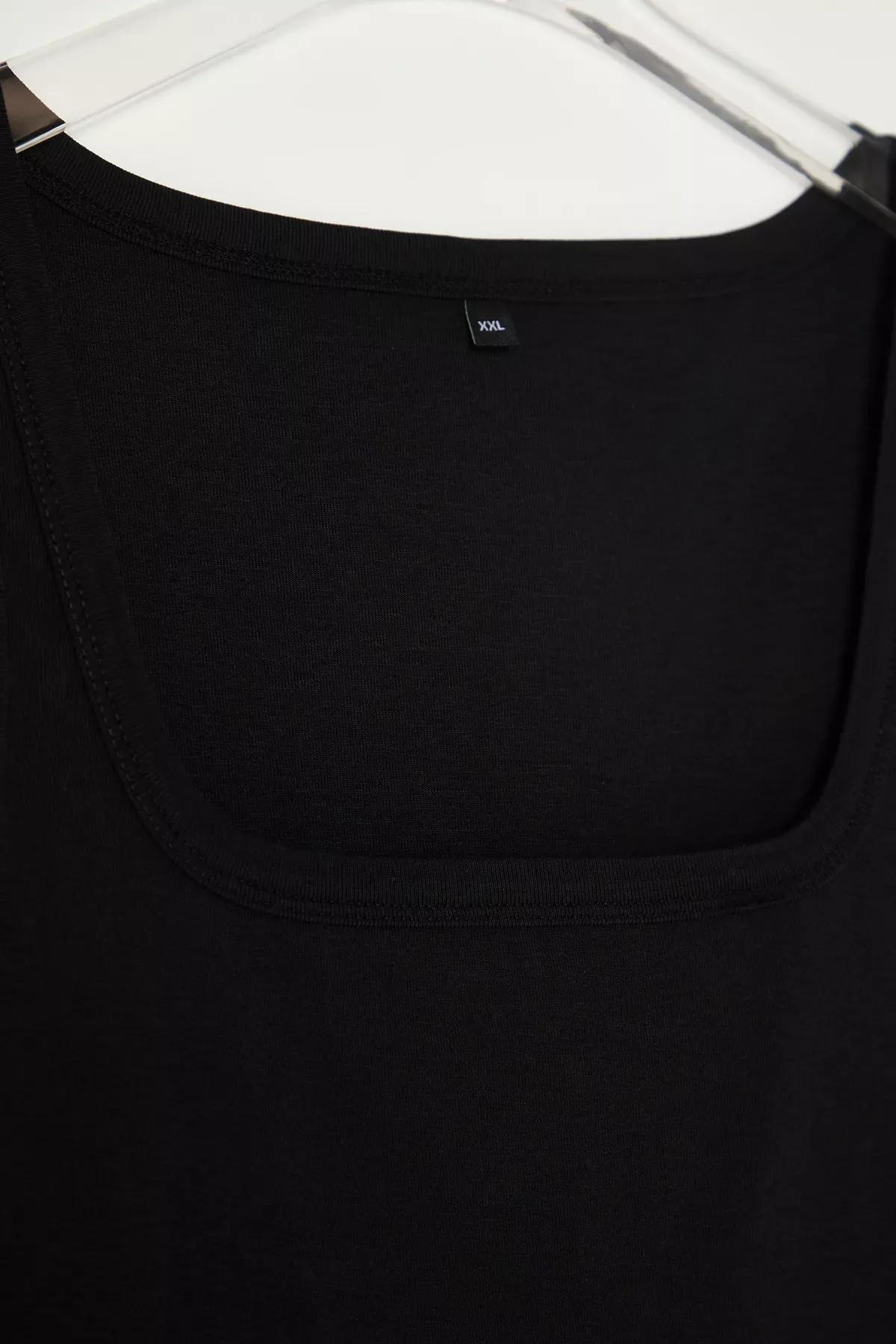 Black Soft Square Neck Undershirt, , large image number 5