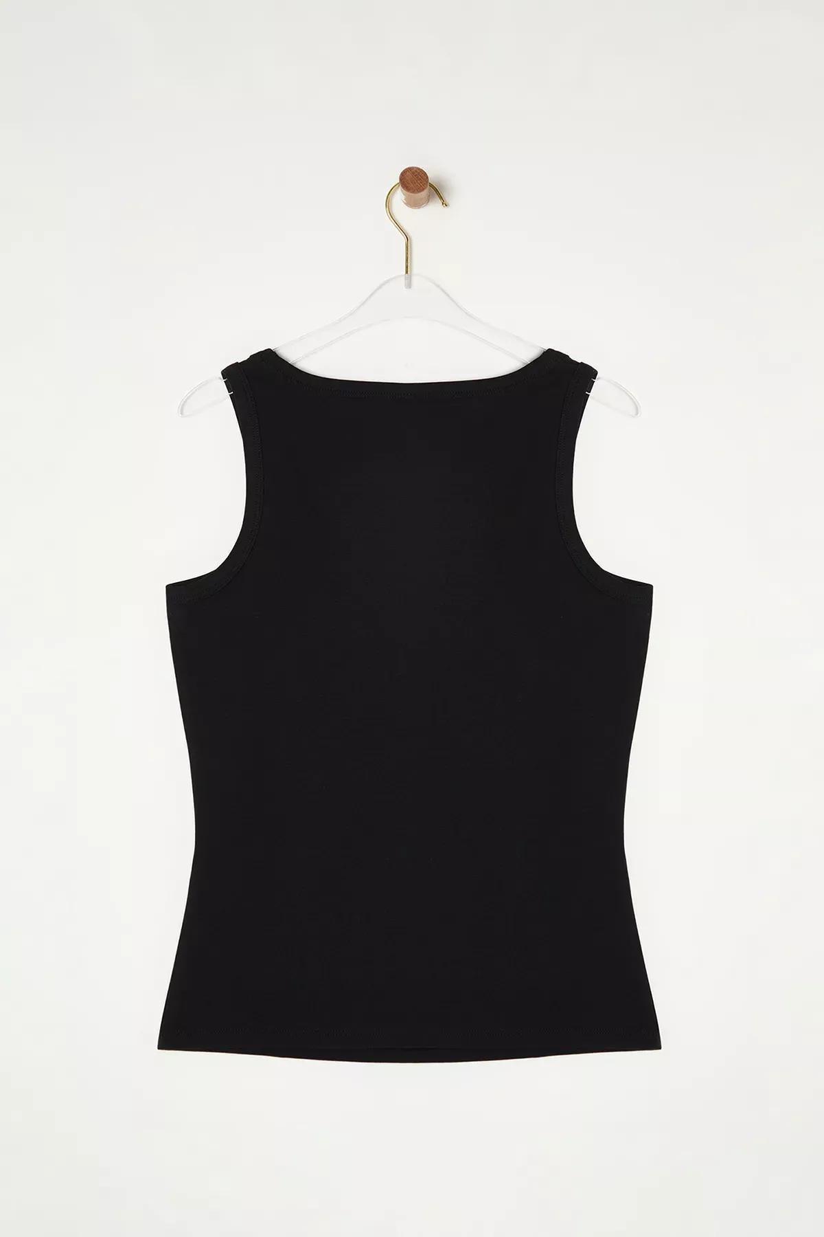 Black Soft Square Neck Undershirt, , large image number 6