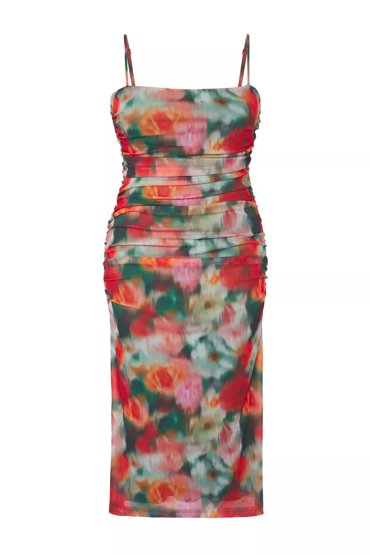 Pink Strappy Bodycon Tulle Dress, Pink, large image number 4