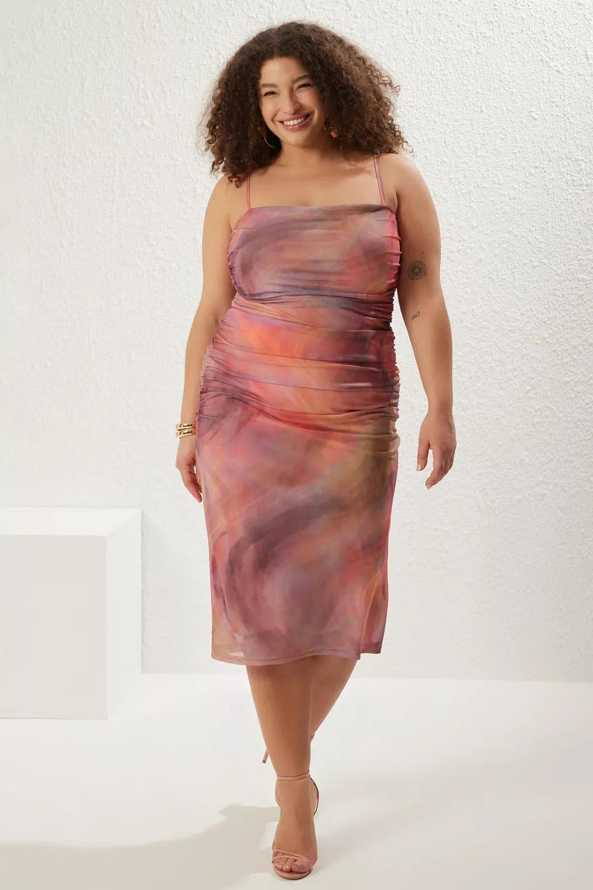 Multicolour Strappy Bodycon Knitted Plus-Size Dress, C101_7382, large image number 0