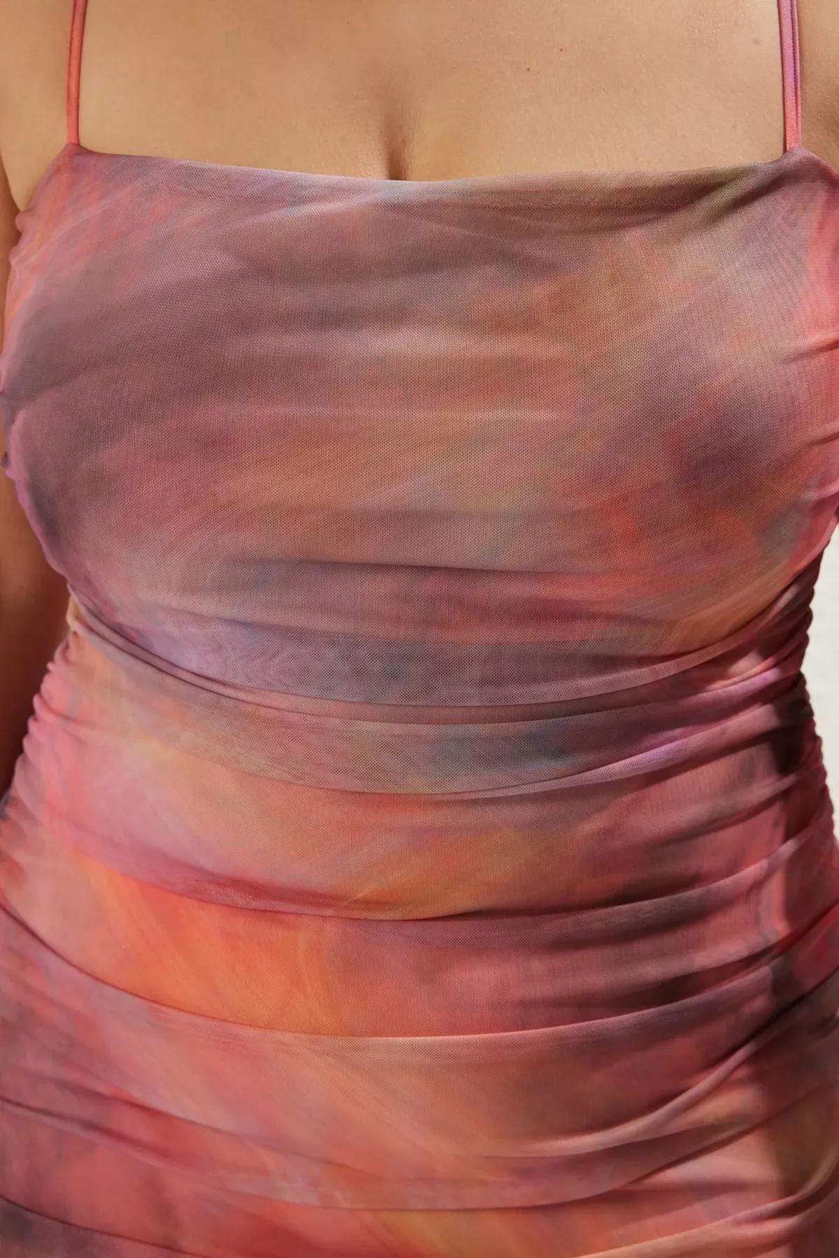 Multicolour Strappy Bodycon Knitted Plus-Size Dress, C101_7382, large image number 3