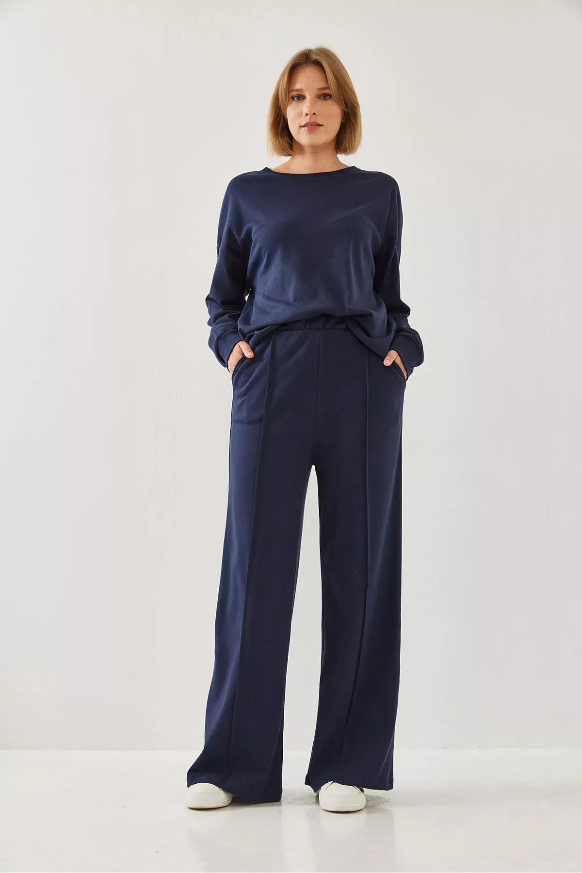 Green Trousers Grass Bottom Set, Navy blue, large image number 3