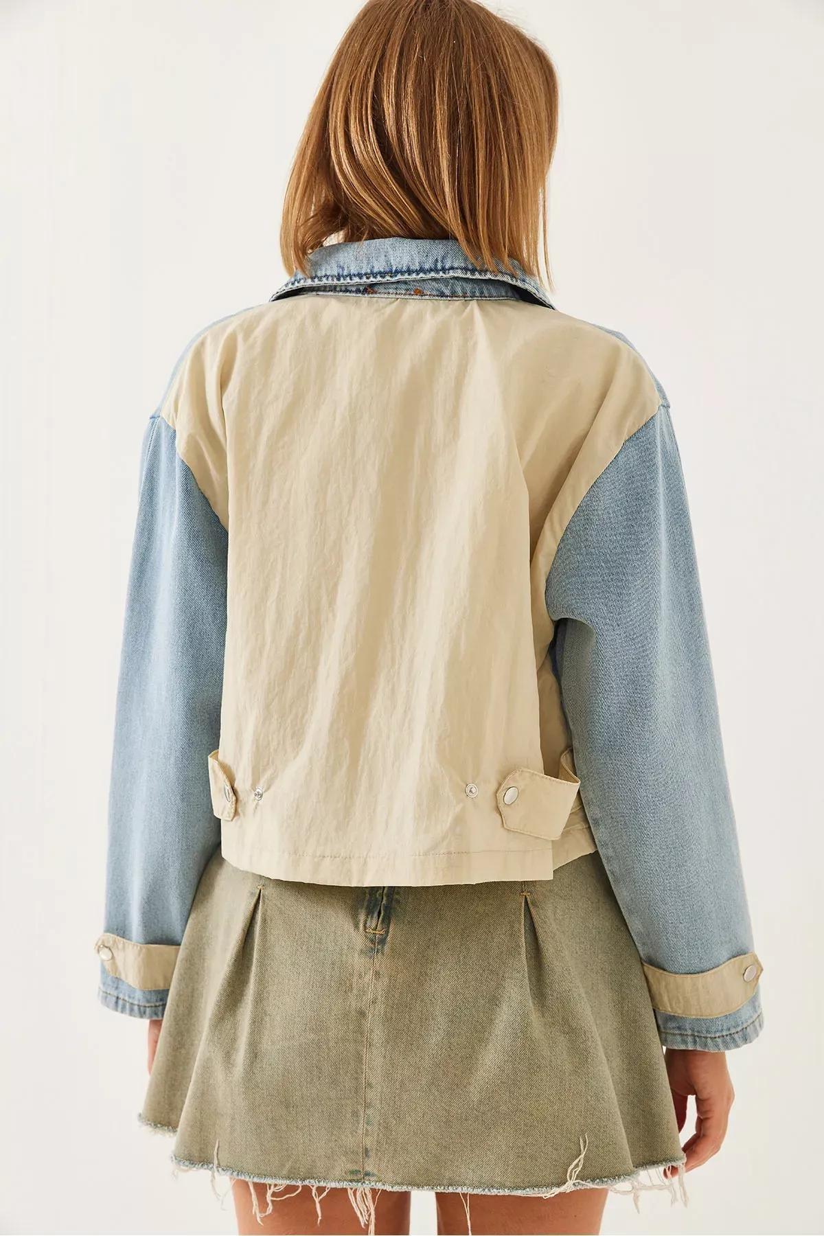 Blue Crop Denim Jacket, , large image number 2