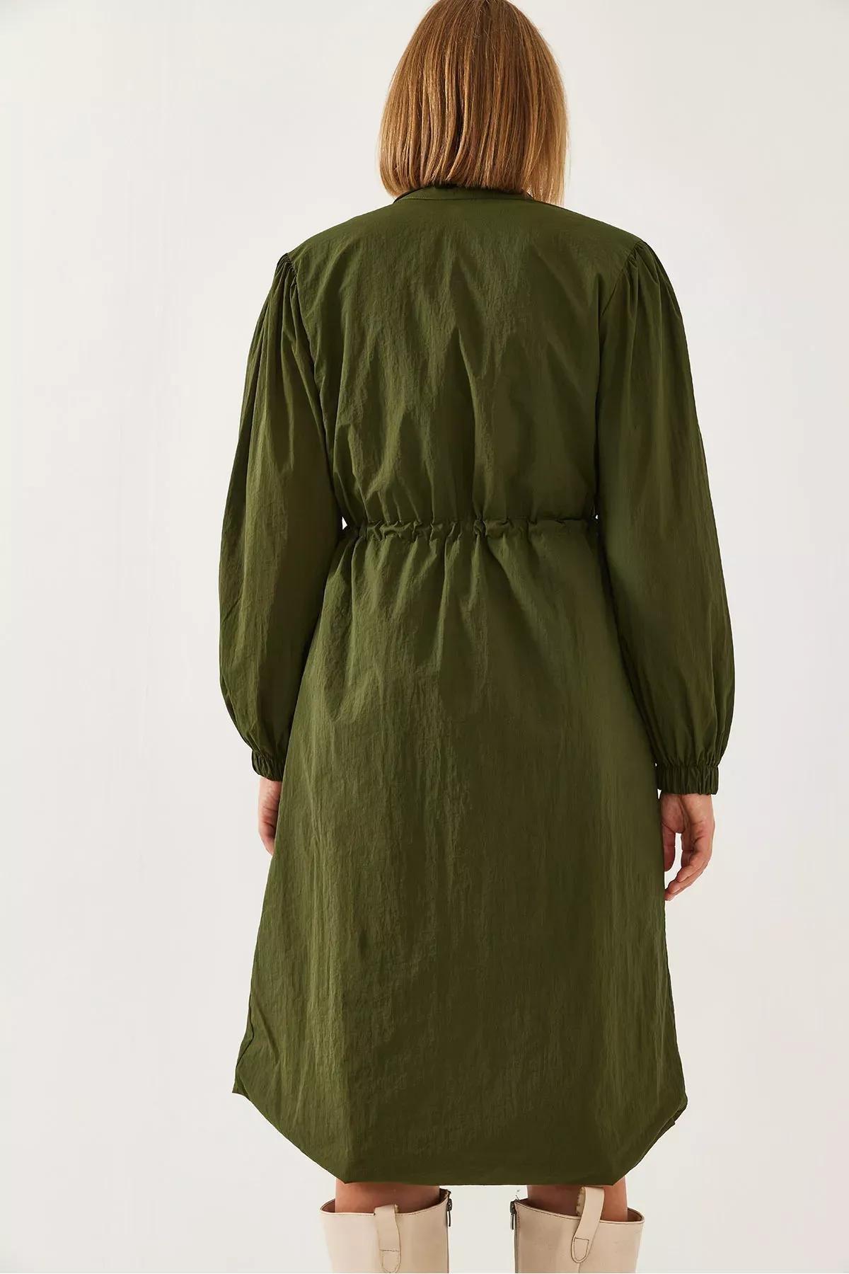 Green Long Raincoat, Khaki, large image number 4
