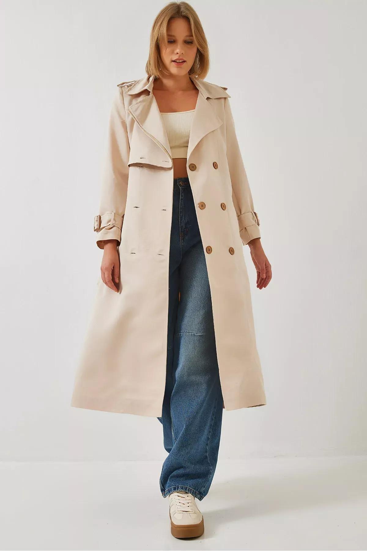 Beige Garni Windbreaker Flap Trench Coat, , large image number 0