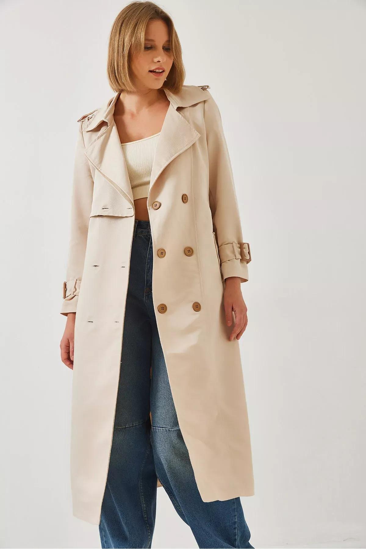 Beige Garni Windbreaker Flap Trench Coat, , large image number 2