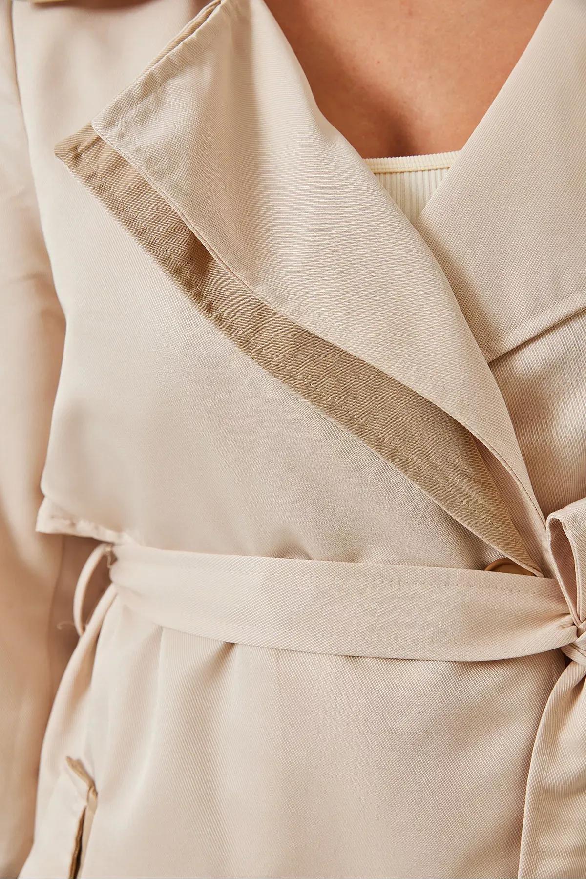 Beige Garni Windbreaker Flap Trench Coat, , large image number 5