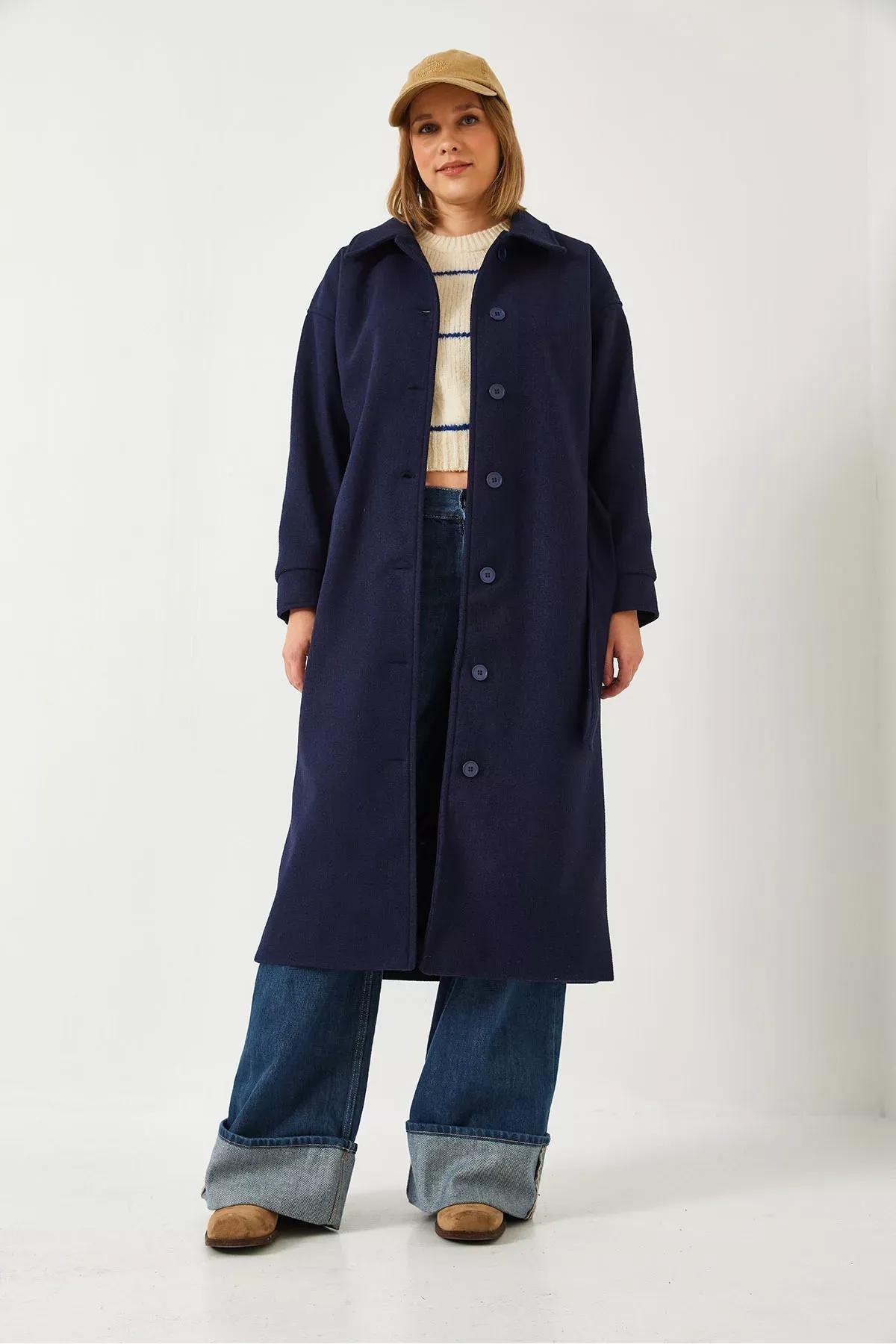 Belted Long Stamp Coat, , large image number 1