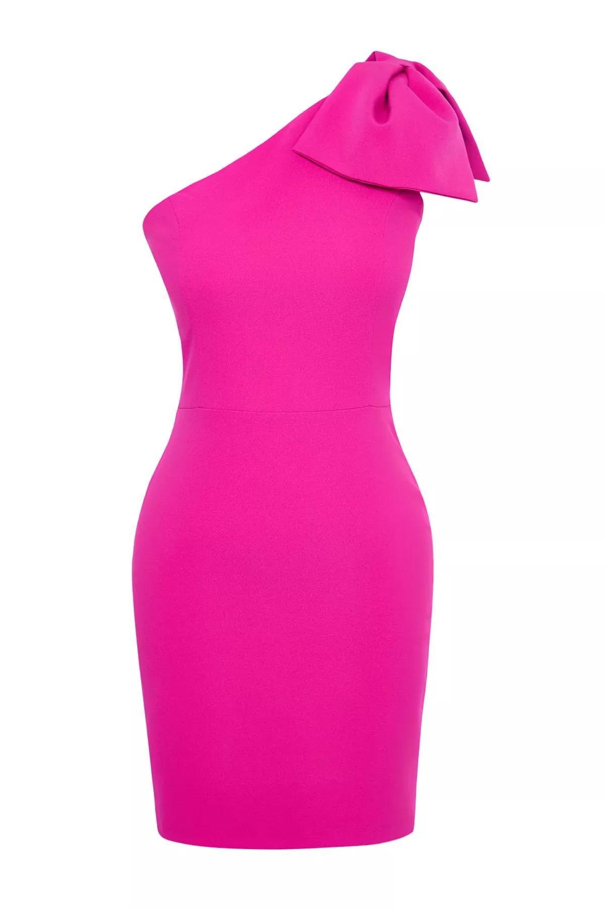Pink Detailed Woven Short Stylish Dress, , large image number 2