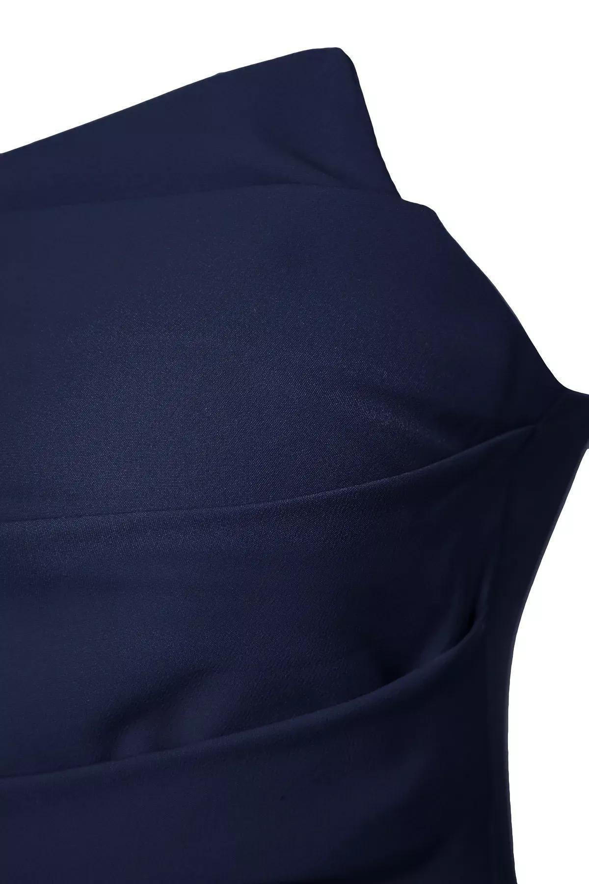 Navy Bodysuit Strapless Dress, Navy blue, large image number 3