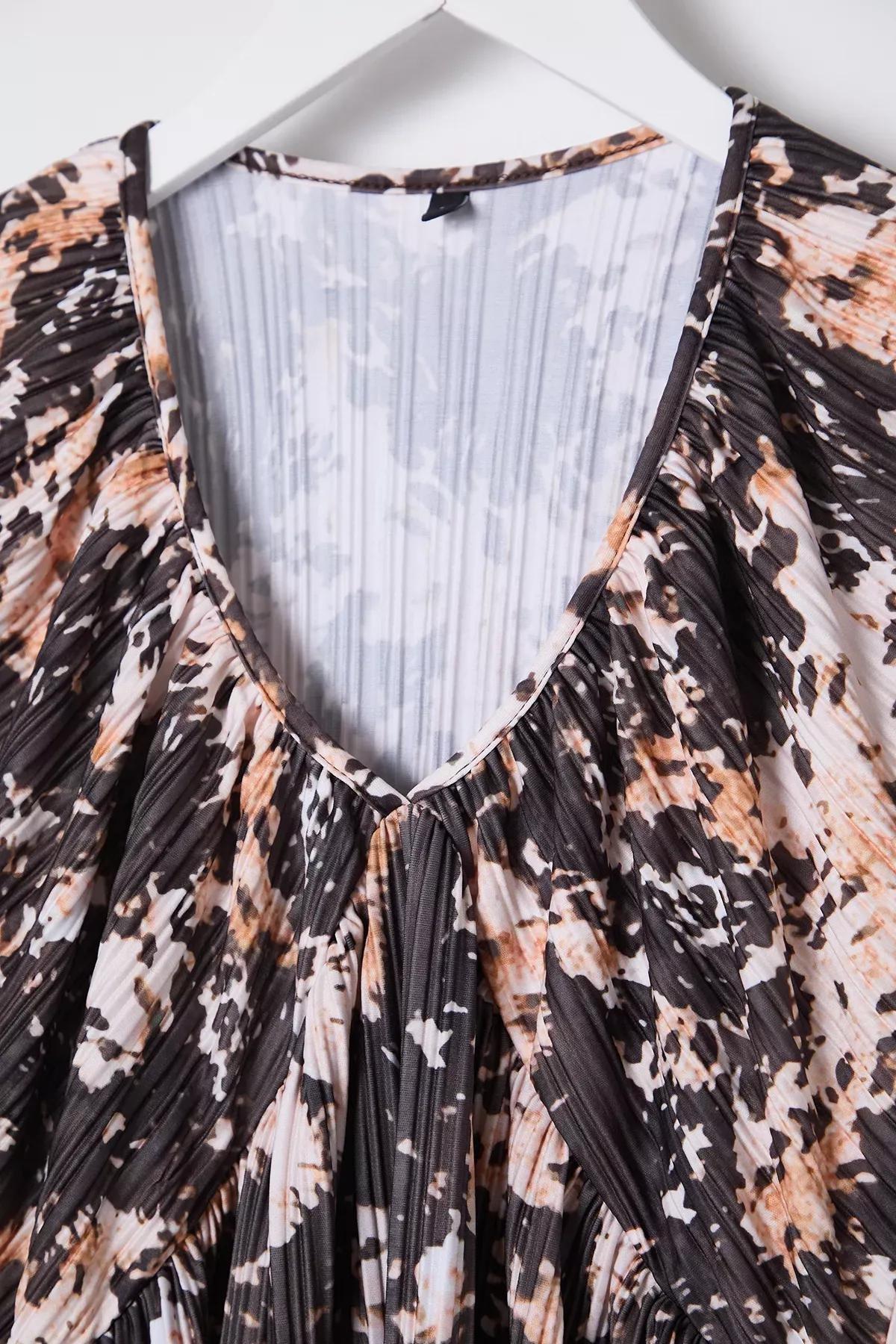 Multicolour Printed Pleated Bodycon Knit Dress, Very colorful, large image number 5