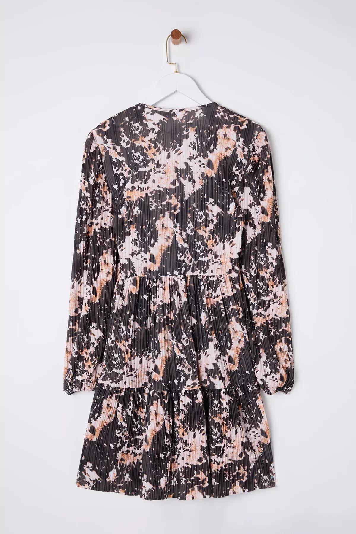 Multicolour Printed Pleated Bodycon Knit Dress, Very colorful, large image number 7