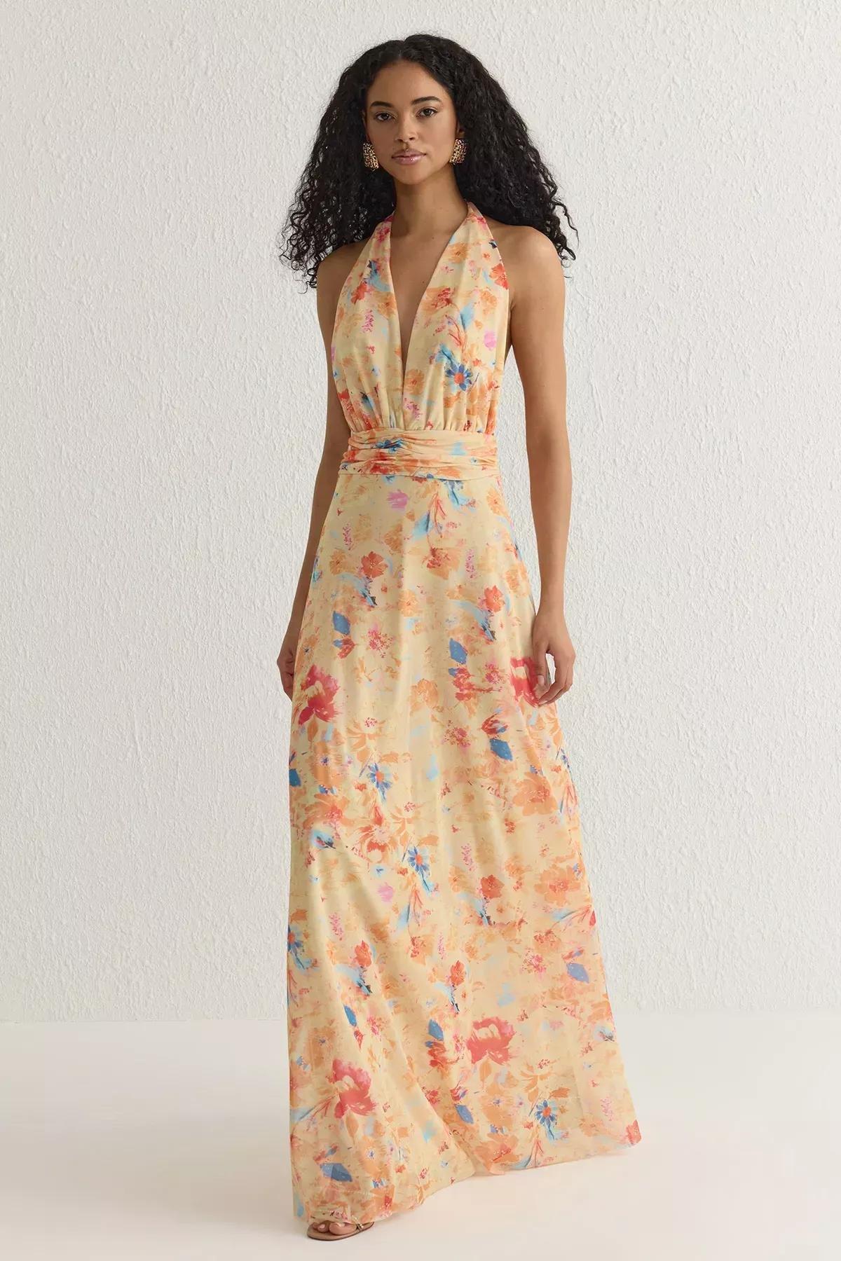 Yellow A-Line Floral Occasionwear Dress, , large image number 0