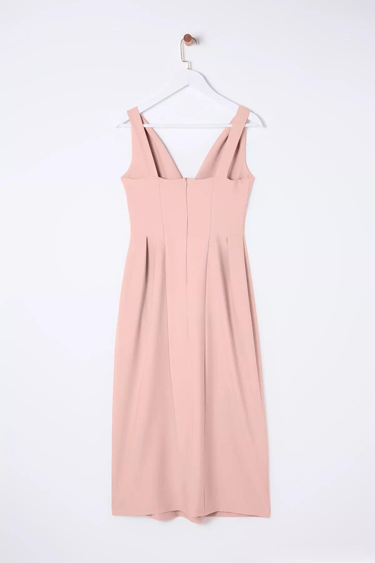Pink A-Cut V-Neck Stylish Dress, C101_7283, large image number 13