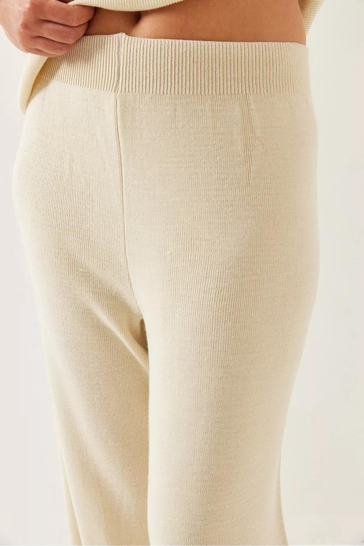 Cream Knitwear Bottom Top Set, Ecru, large image number 4