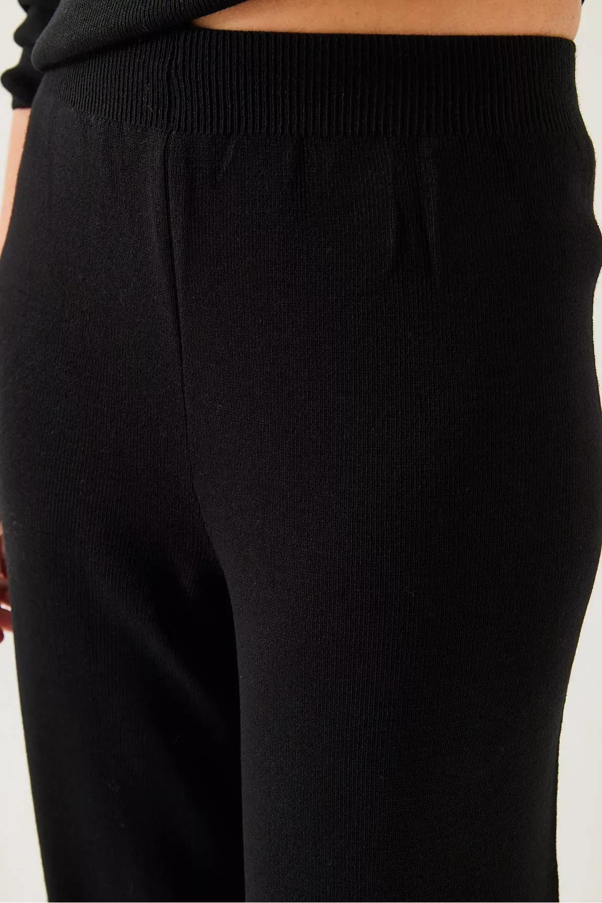 Black knitwear bottom top set, BLACK, large image number 2