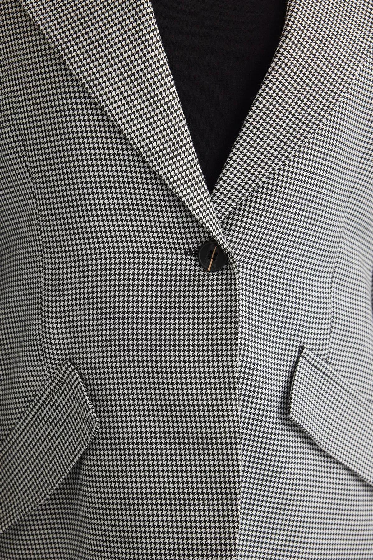 Black Houndstooth Fitted Blazer Jacket, , large image number 3