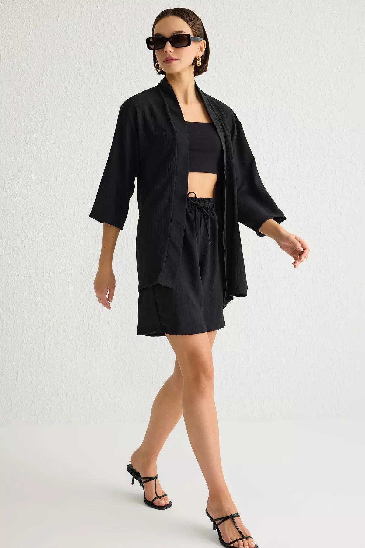 Black Oversized Detailed Co-Ord Set, , large image number 0
