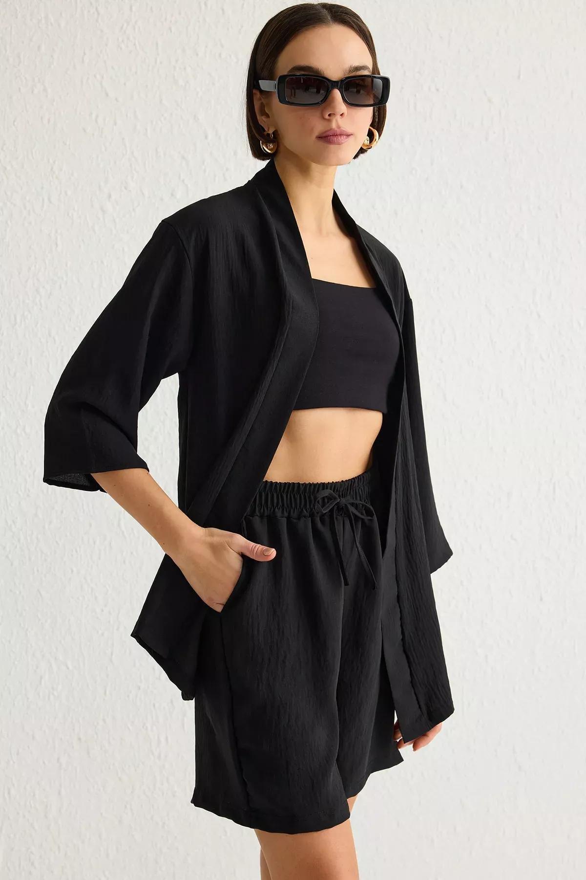 Black Oversized Detailed Co-Ord Set, , large image number 2