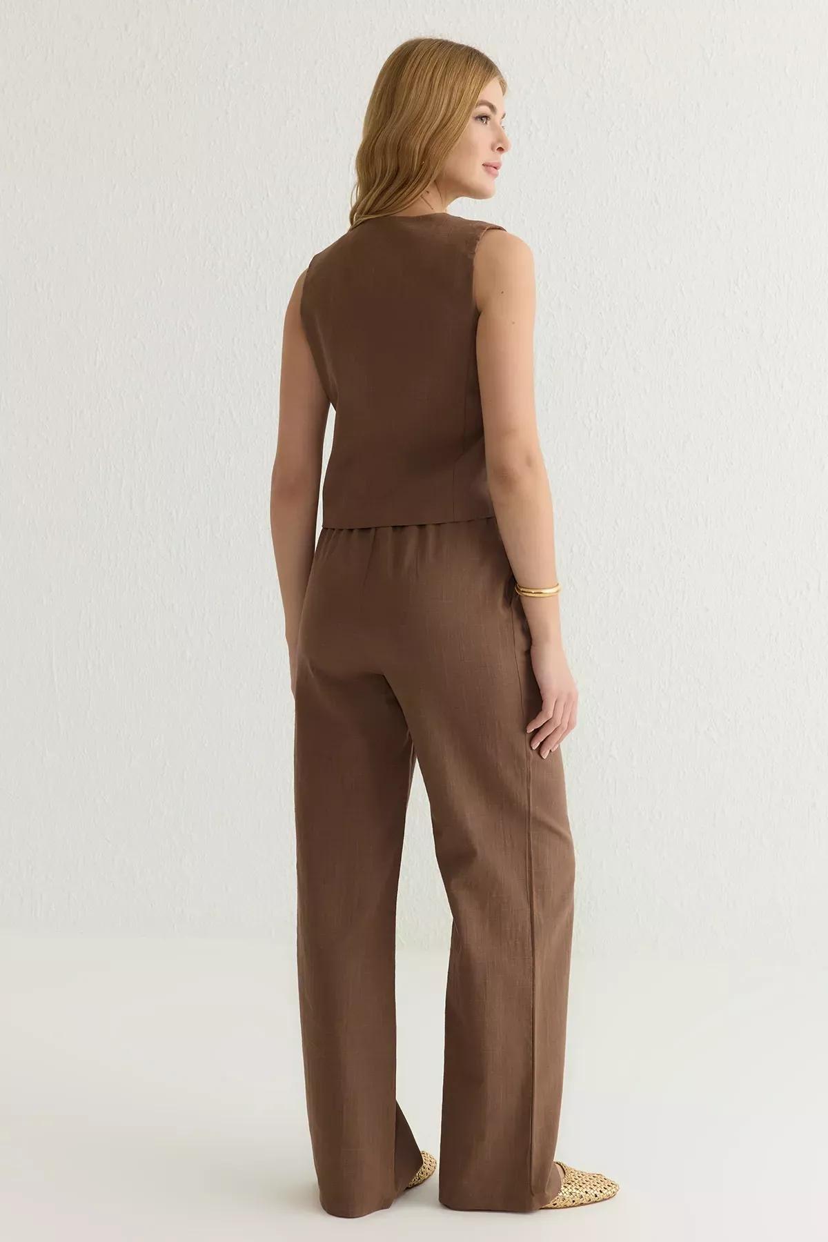 Brown Drawstring Woven Set, Brown, large image number 4