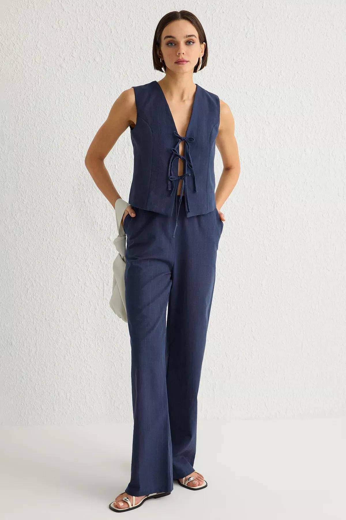 Navy Wide Leg Co-Ord Set, , large image number 0