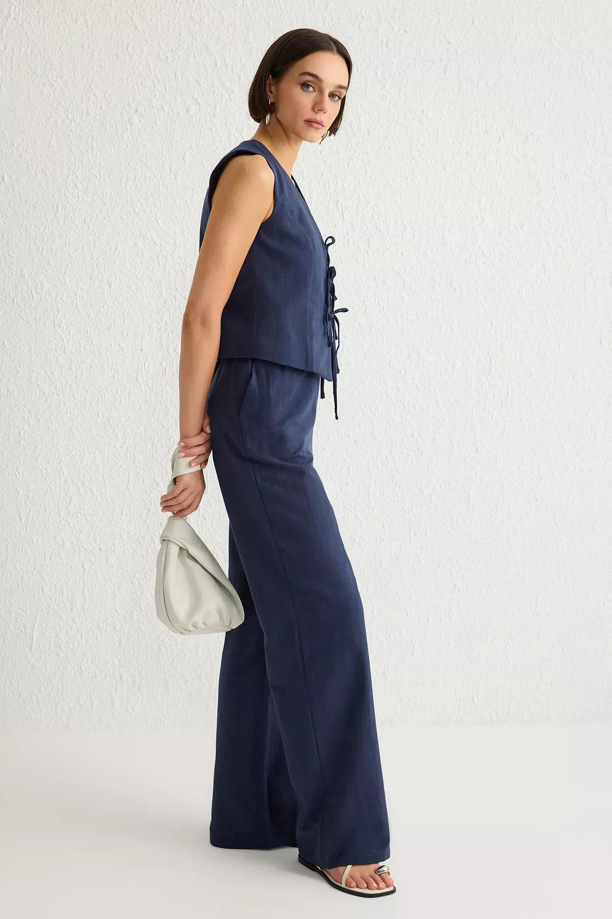 Navy Wide Leg Co-Ord Set, , large image number 1