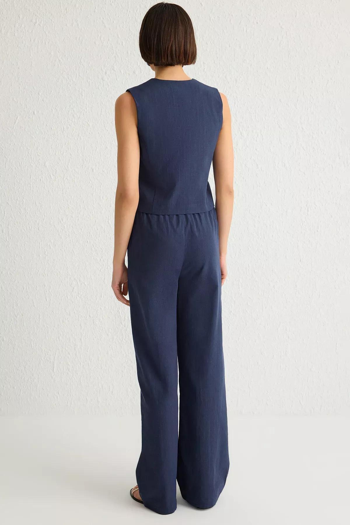 Navy Wide Leg Co-Ord Set, , large image number 4