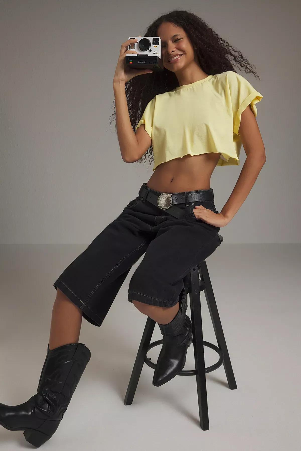Yellow Super Crop T-Shirt, , large image number 0