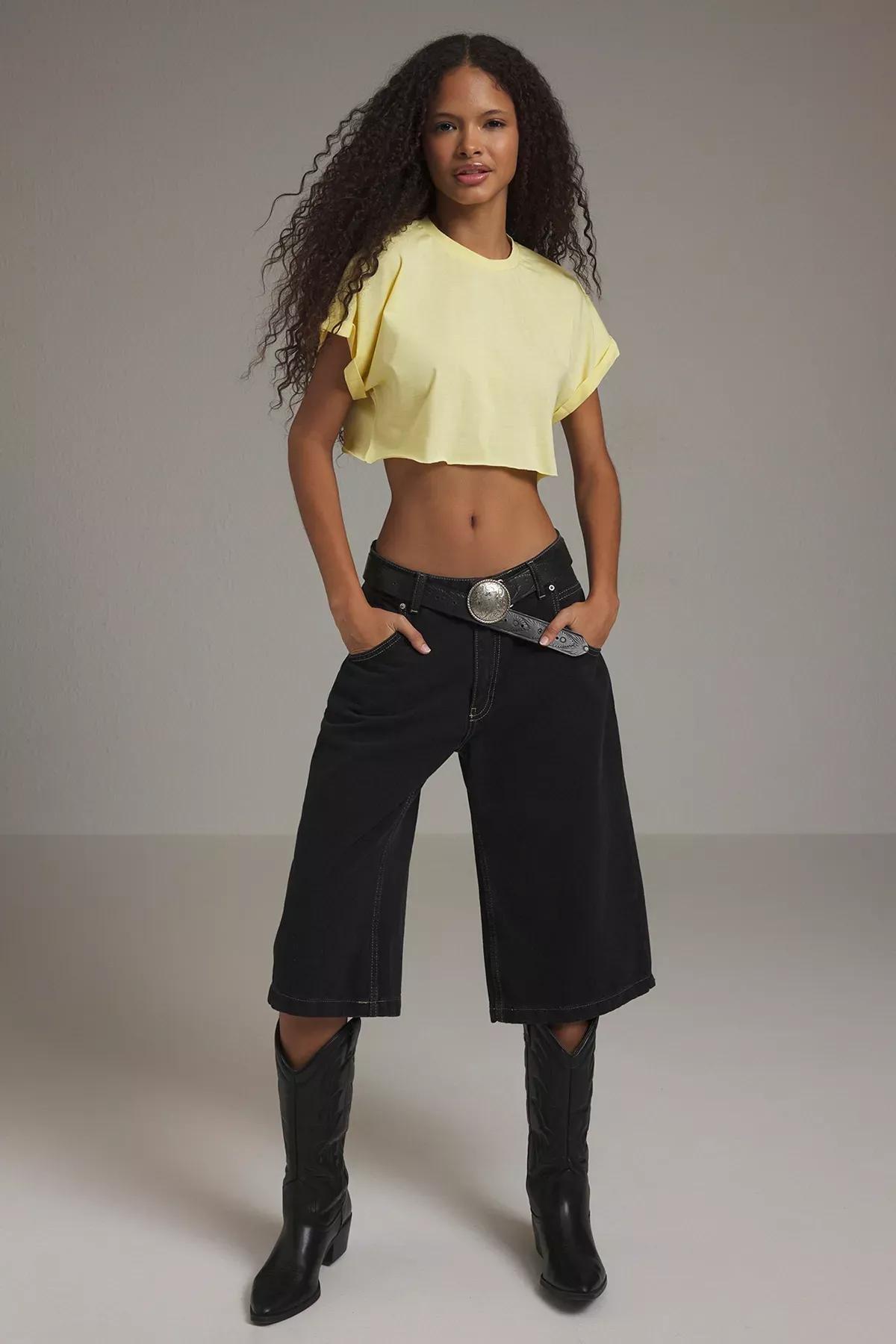 Yellow Super Crop T-Shirt, , large image number 1