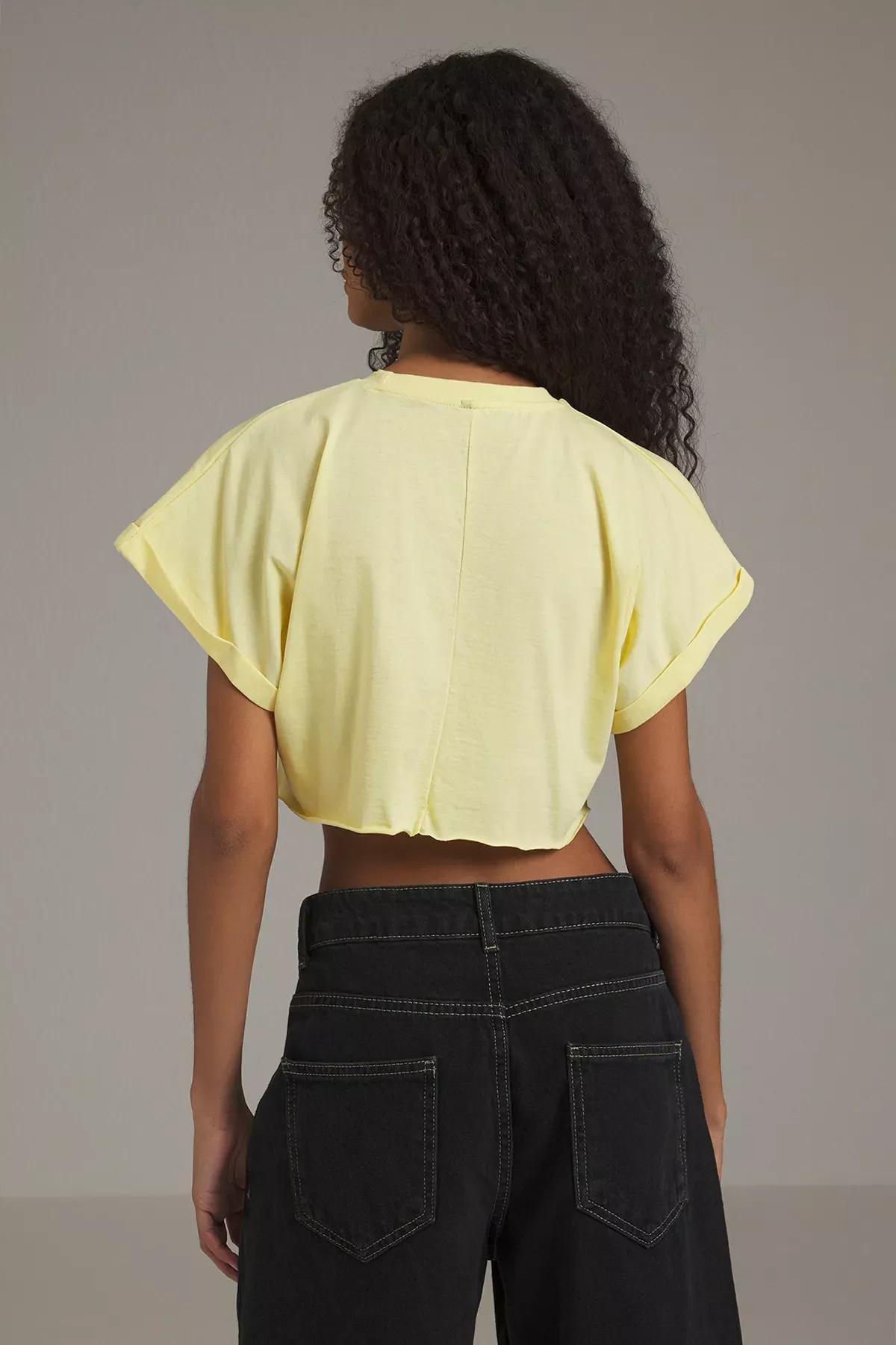 Yellow Super Crop T-Shirt, , large image number 3
