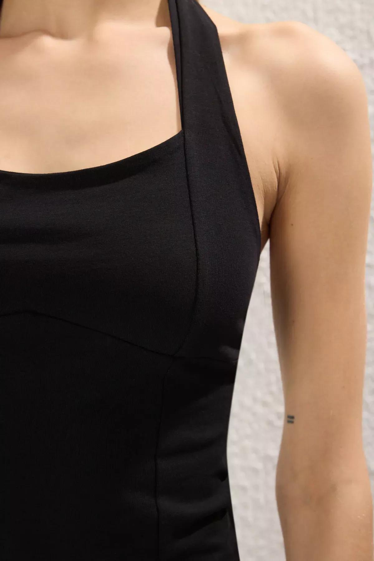 Black Halter Neck Knit Blouse, , large image number 2