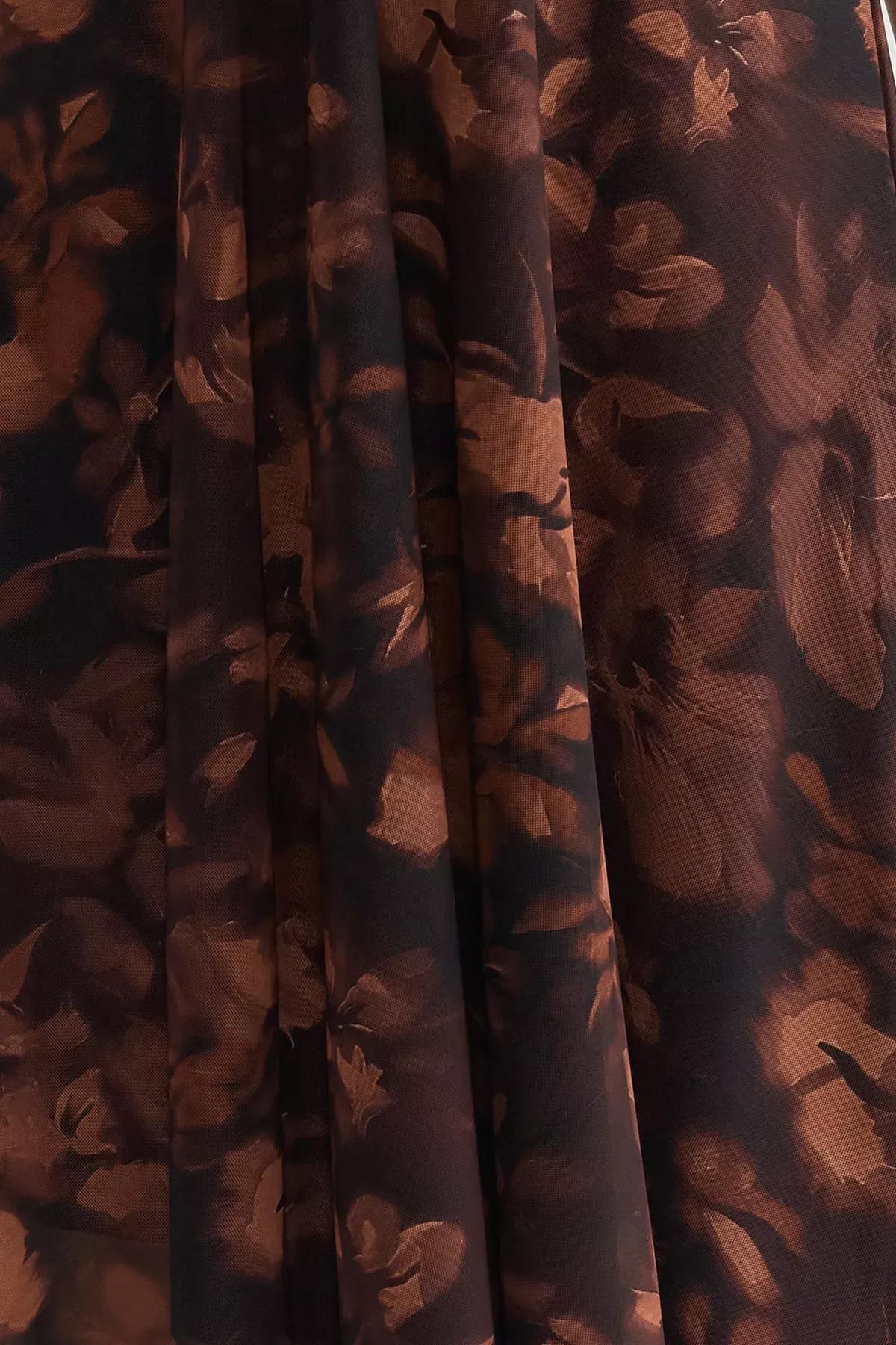 Brown Floral Patterned Backless Midi Dress, Very colorful, large image number 2