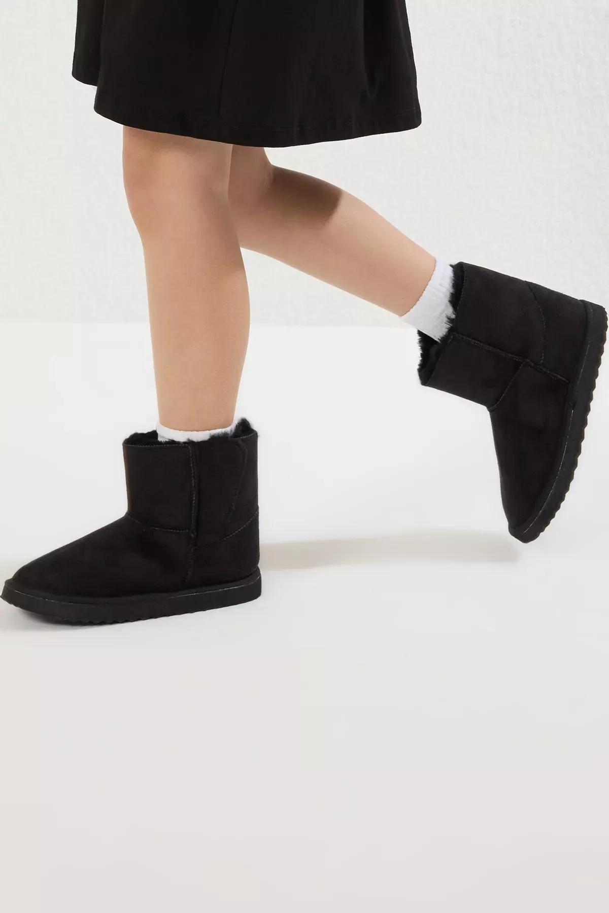 Black Flat Sole Kids Boots, , large image number 1