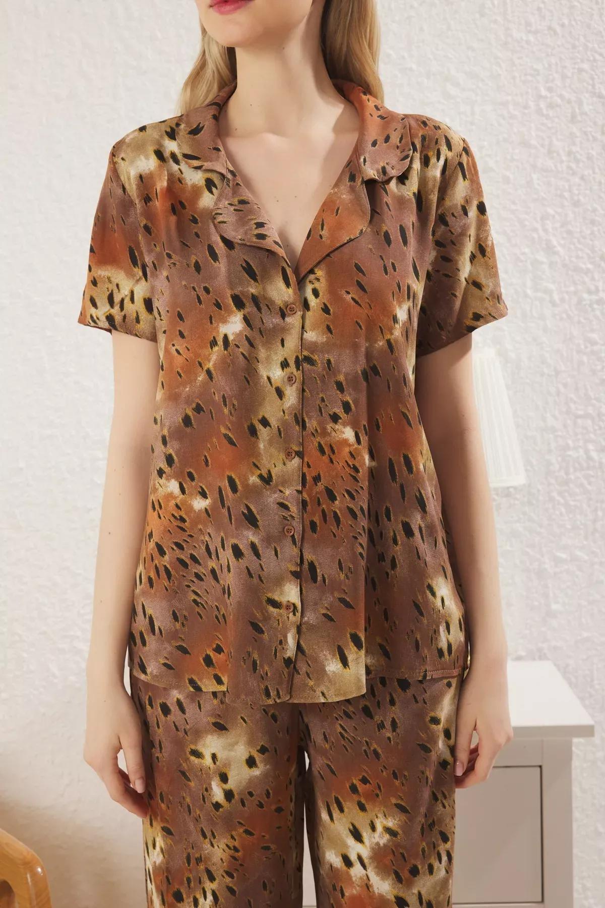Multicolor Leopard Patterned Pajama Set, , large image number 3